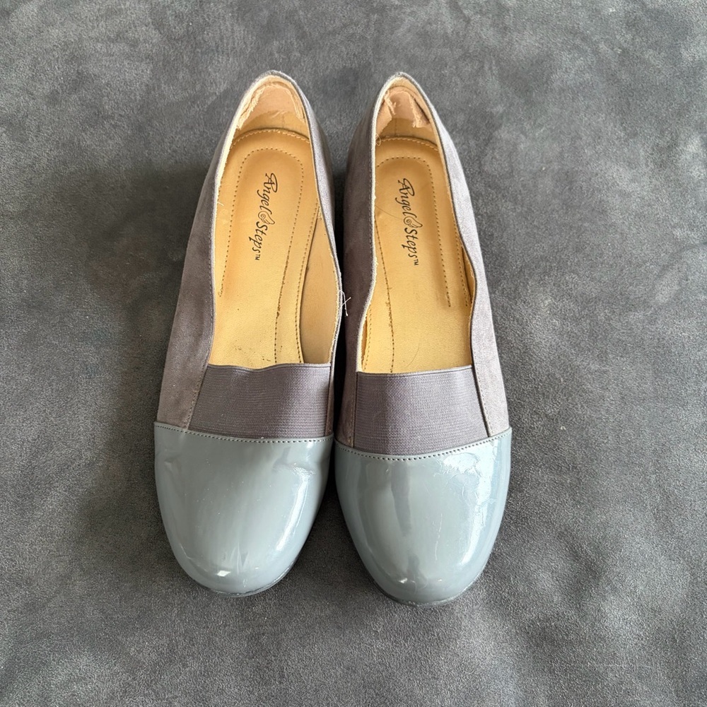 Angel Steps Gray Colorblock Comfort Flats – Women’s Size 7M